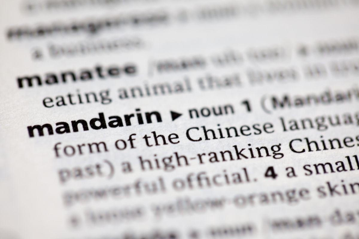 Close up to the dictionary definition of Mandarin